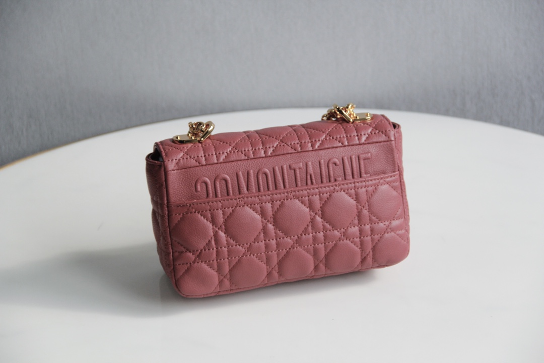 Small Dior Caro Bag Cherry Pink Supple Cannage Calfskin